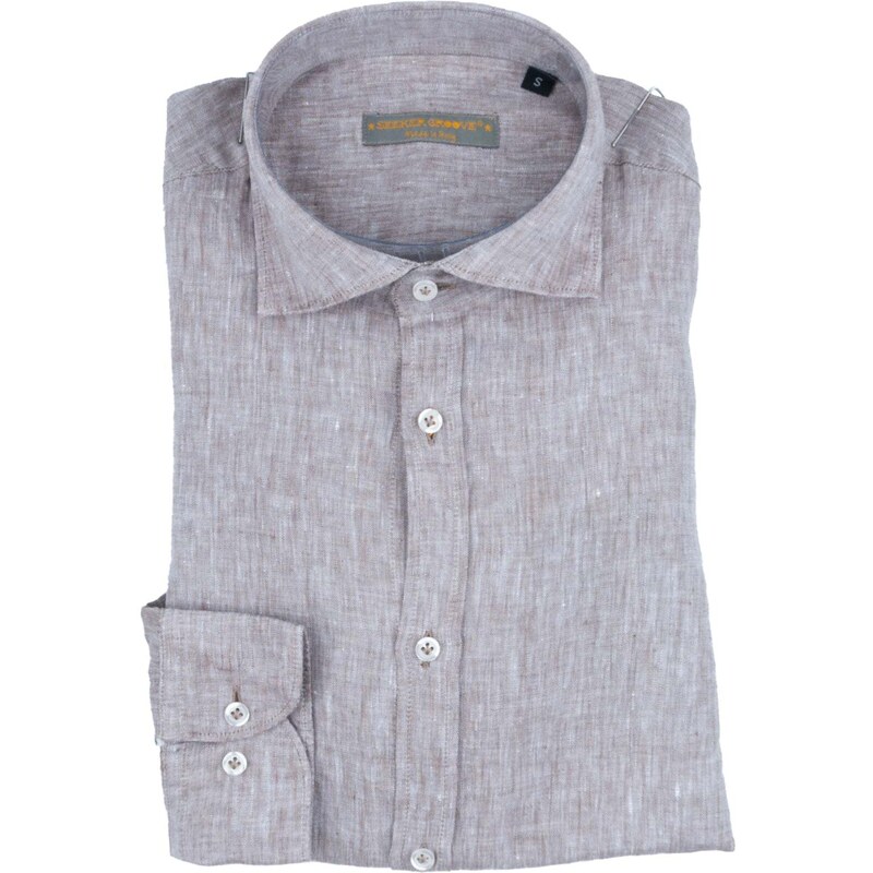 Seeker Groove - Camicia noce in lino Made in Italy