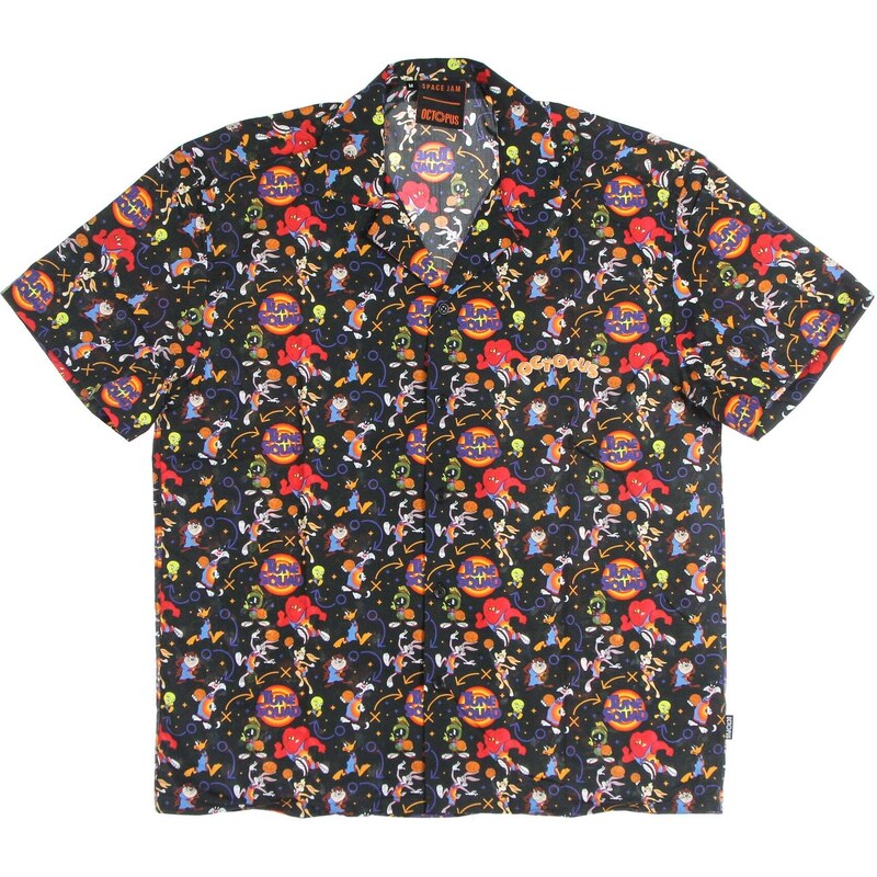 Camicia Uomo Manica Corta Casual Con Stampa Patchwork Musicale – Colletto Rovesciato, Taglio Largo