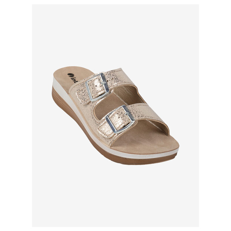 Inblu Ciabatte Donna Doppia Fascia Con Fibbie Oro Taglia 35