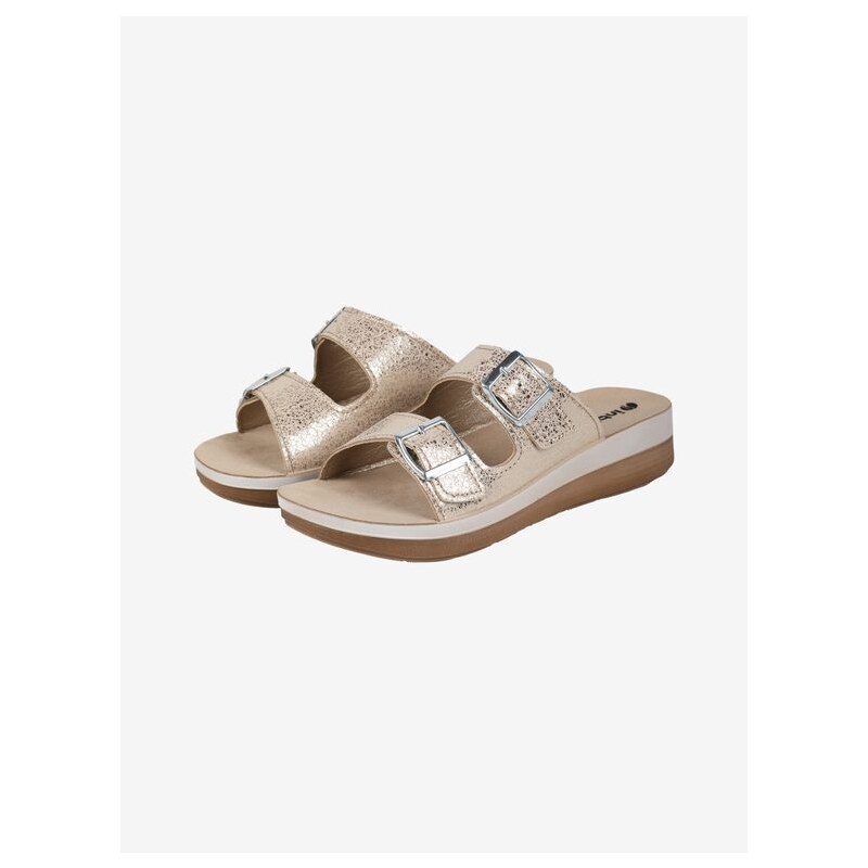 Inblu Ciabatte Donna Doppia Fascia Con Fibbie Oro Taglia 35