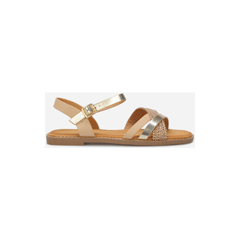 La Modeuse – Sandali con Brides Vernies e Glitter, Bianco (argento), 36 EU