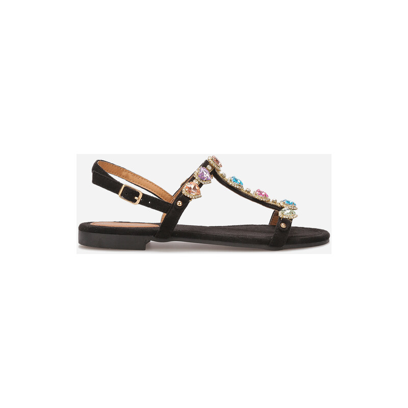 BELFAST - Sandali infradito gioiello bassi beige con pietre multicolor