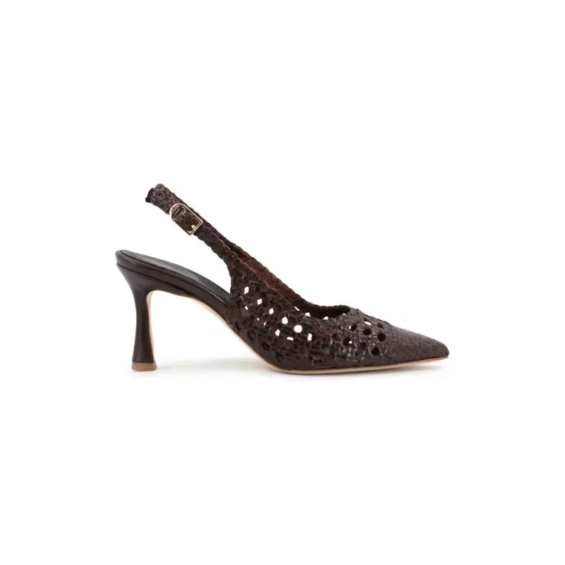 Slingback 1619 in pelle intrecciata testa di moro - Taglia 36 - l'arianna