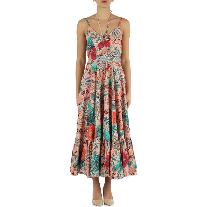 Abito Lungo Maxi Donna Effetto Avvolgente Con Stampa Total Look - Cloud5ive, Morbido E Comodo, 95% Poliestere 5% Elastan - 4