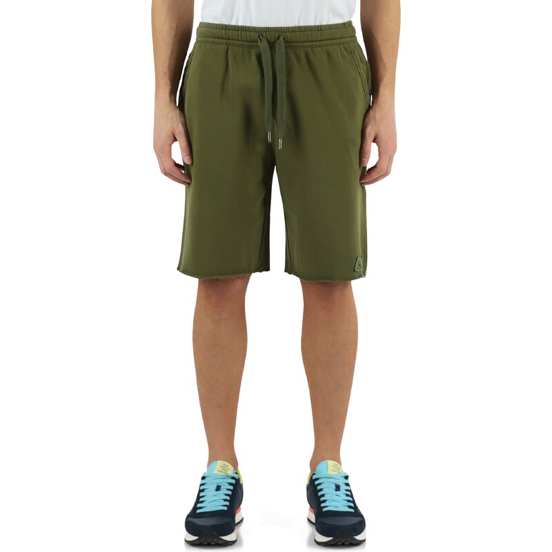 SUN68 Pantaloncino Sportivo In Cotone Garzato Con Ricamo Logo 4asuaf34145 37 Verde Militare 149253606 SUN68 Pantaloncino Sportivo In Cotone Garzato Con Ricamo Logo 4asuaf34145 37 Verde Militare 149253606