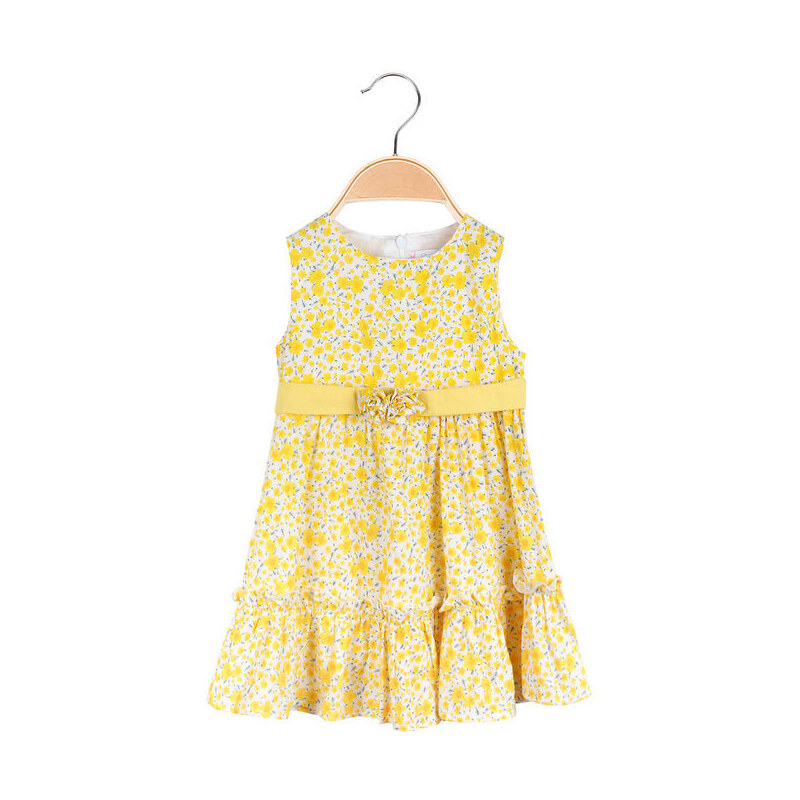 Sweet Junior Abito Floreale Da Neonata Senza Maniche Abbigliamento Giallo Taglia 12m