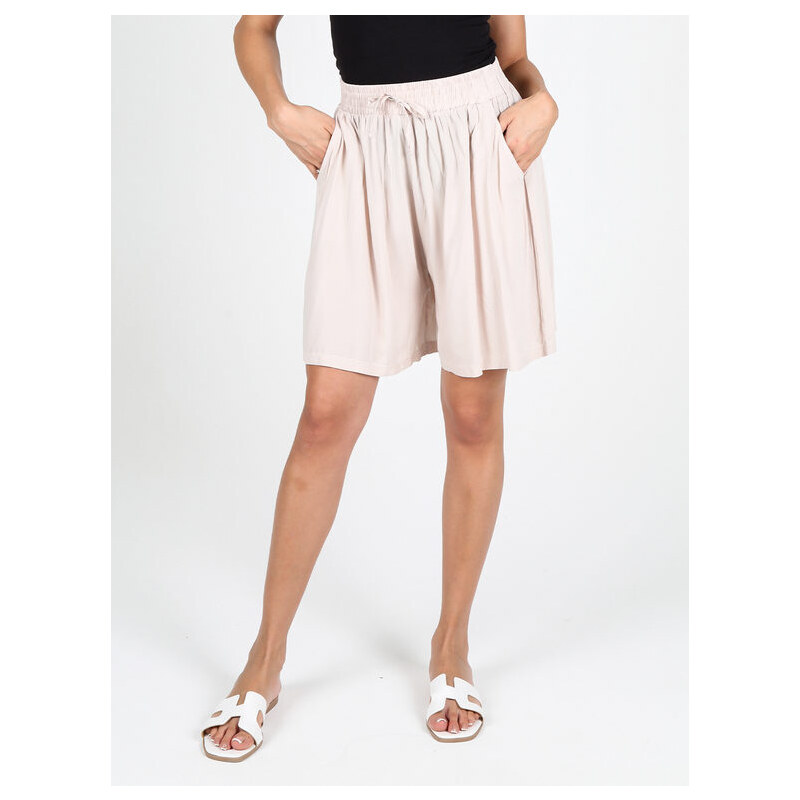 Solada Shorts Donna In Cotone a Gamba Larga Beige Taglia M/l