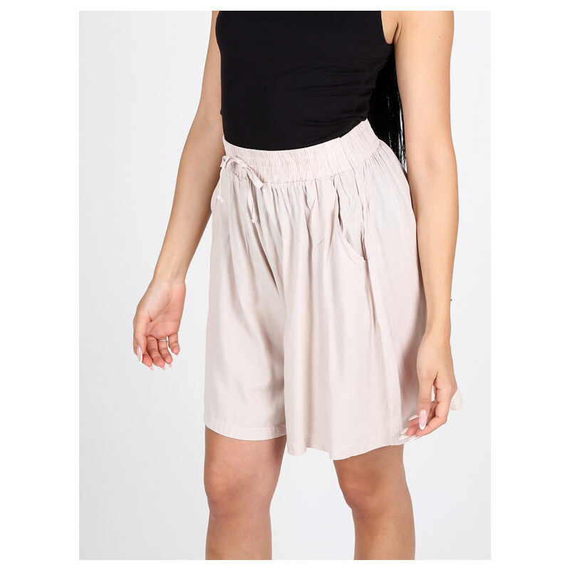 Solada Shorts Donna In Cotone a Gamba Larga Beige Taglia M/l