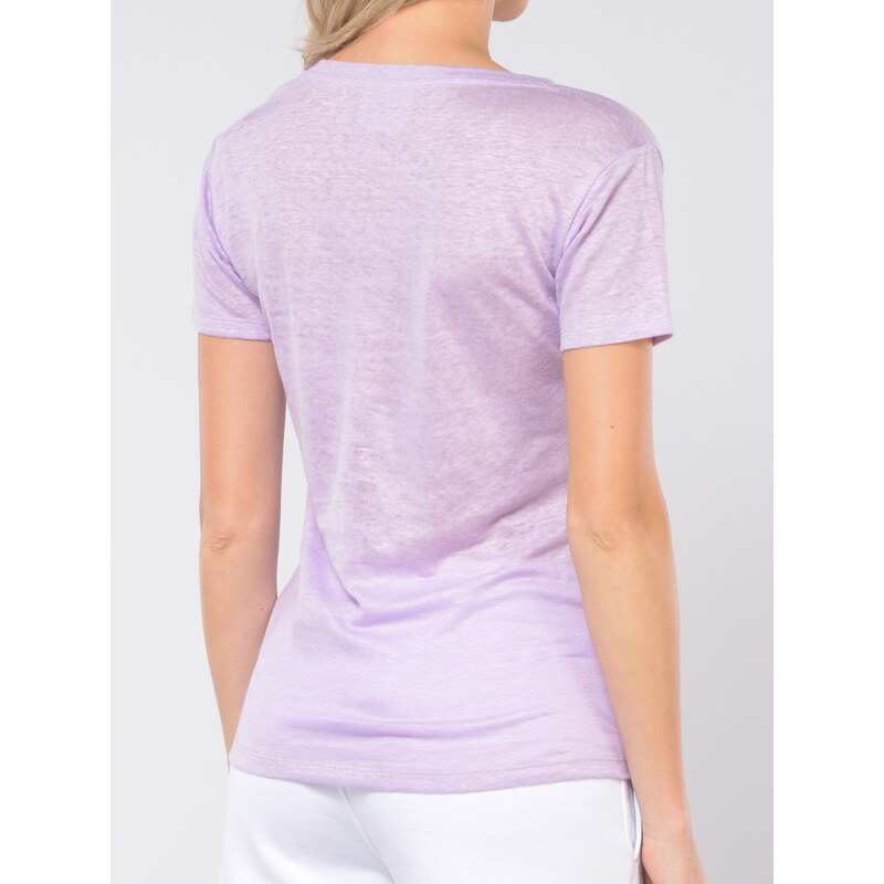 t Shirt da donna Mc2 Saint Barth in lino con scollo a V