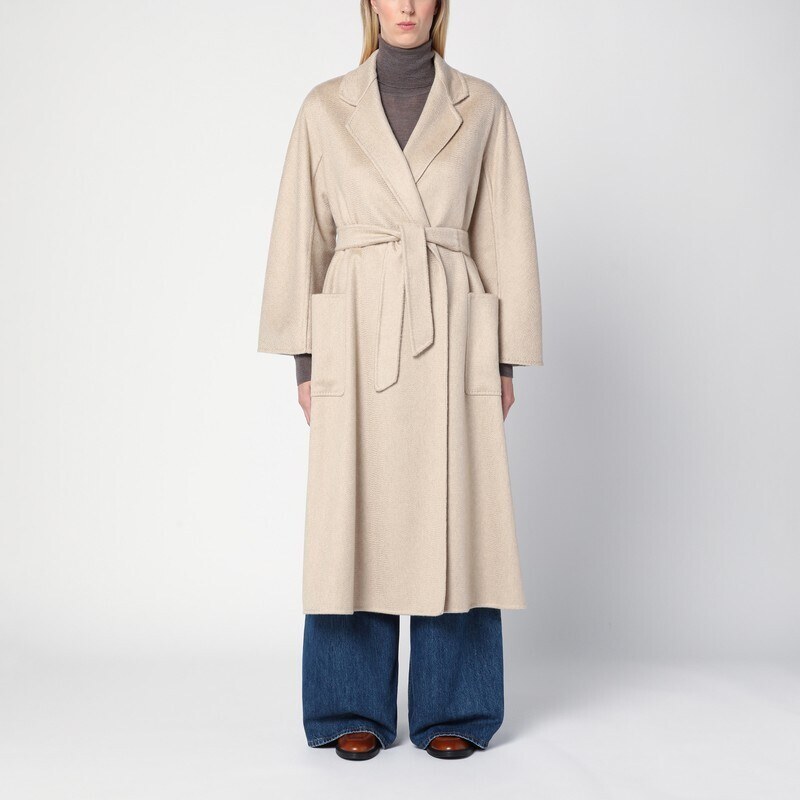 Max Mara Cappotto lungo color sabbia in cashmere - Stileo.it