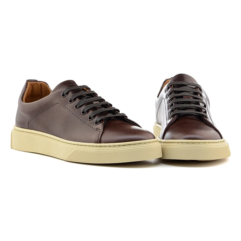 Frau scarpe sneakers uomo in pelle coffee