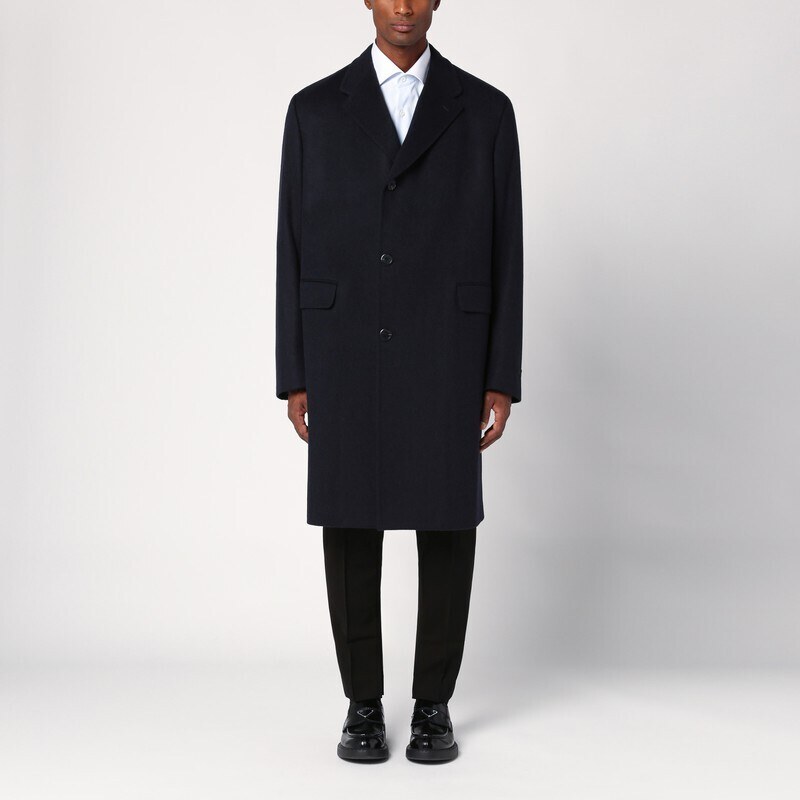 Prada Cappotto monopetto blu in lana