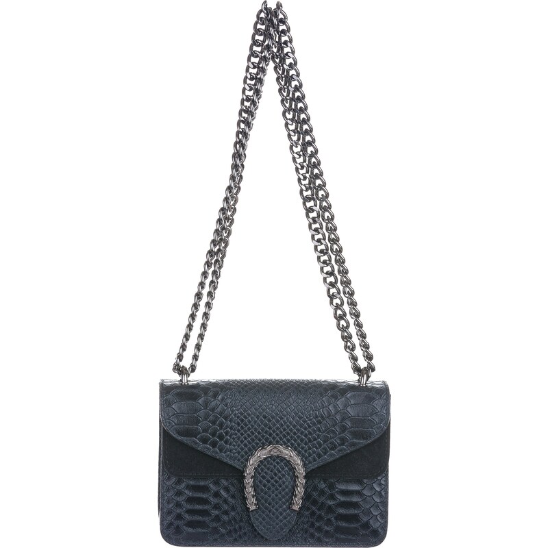 Borsa small a spalla tracolla da donna in vera pelle VIKTORIA, colore  NERO, CHIAROSCURO, Made in Italy