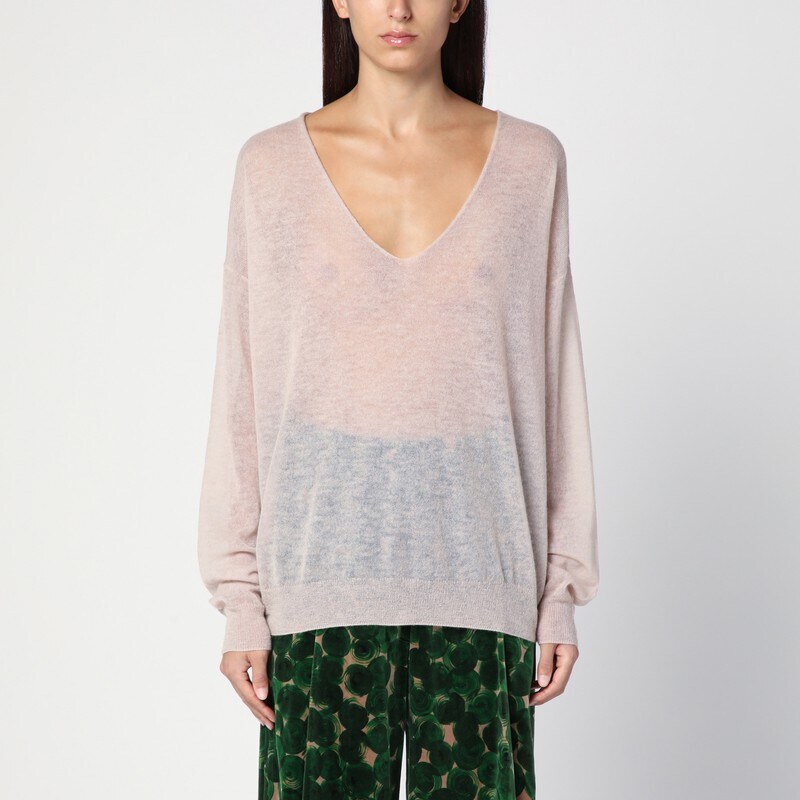 Dries Van Noten Maglia rosa chiara in misto lana