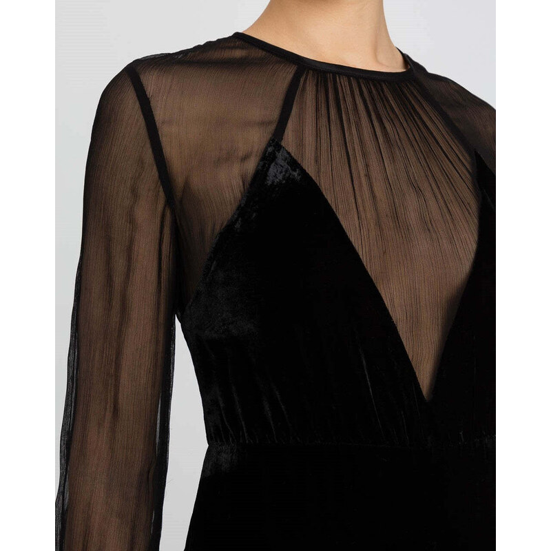 TWINSET Abito lungo velvet nero