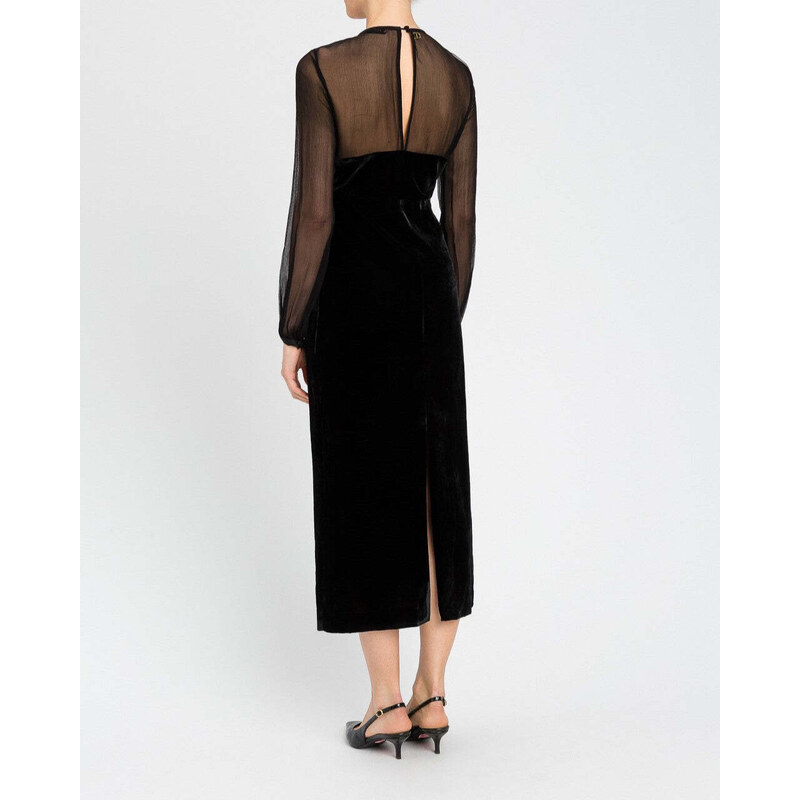 TWINSET Abito lungo velvet nero