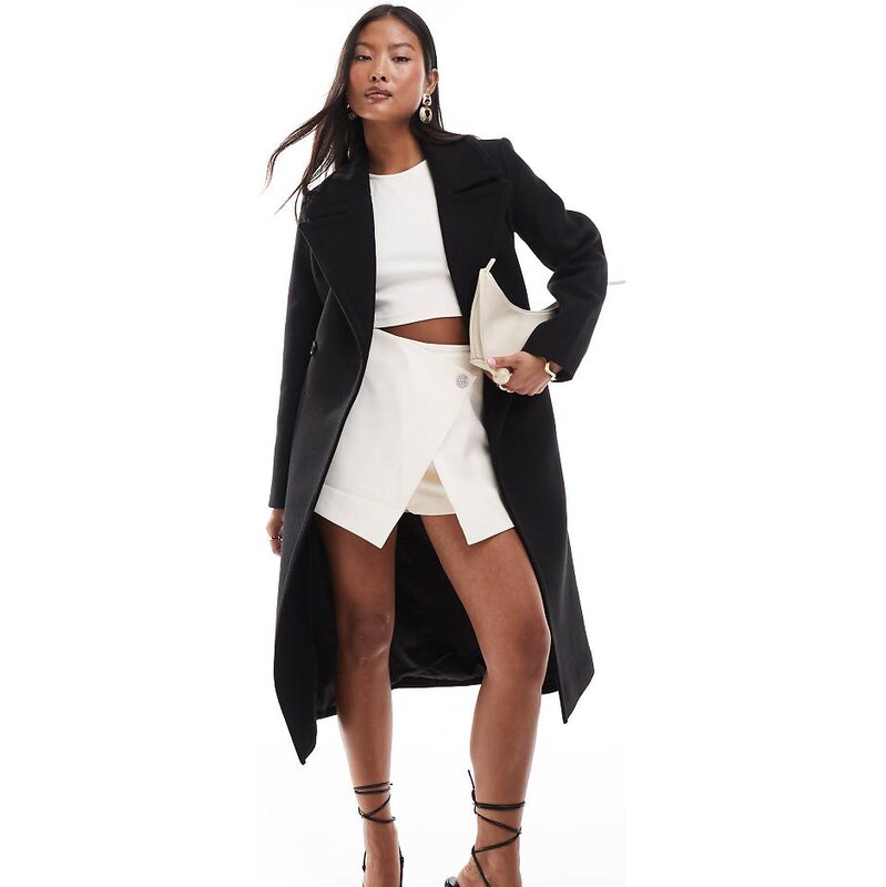 Forever New Petite Cappotto avvolgente formale nero-Neutro