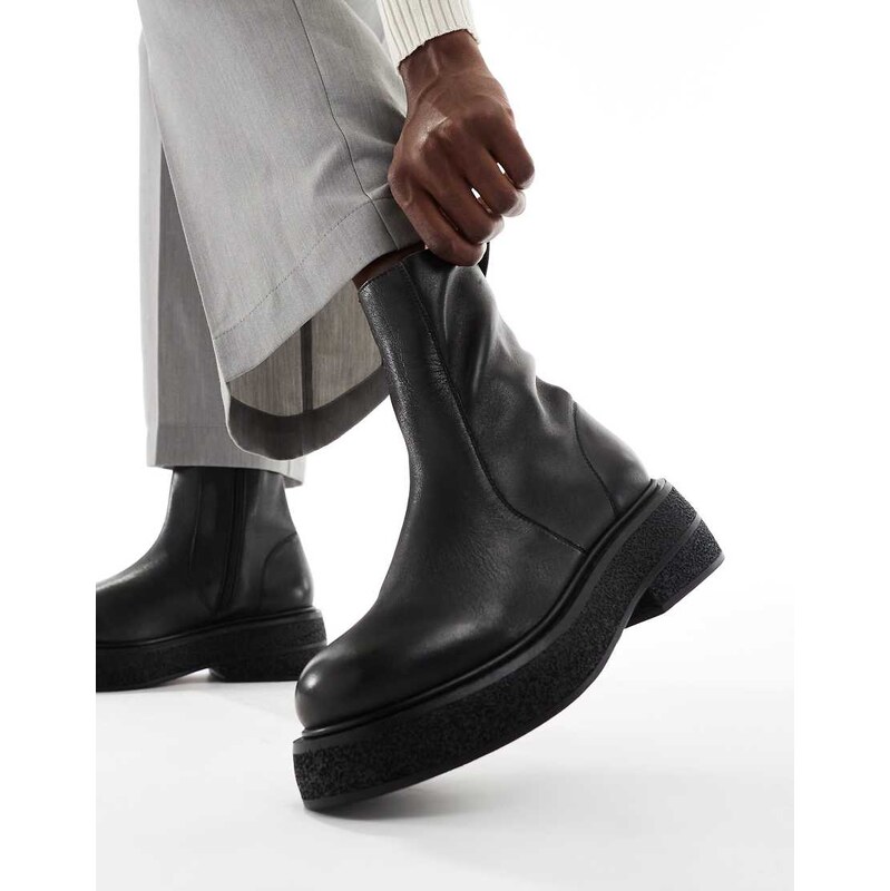 Asos Scarpe Pelle Sintetica Asos Design Asos Tronchetti Neri ASOS