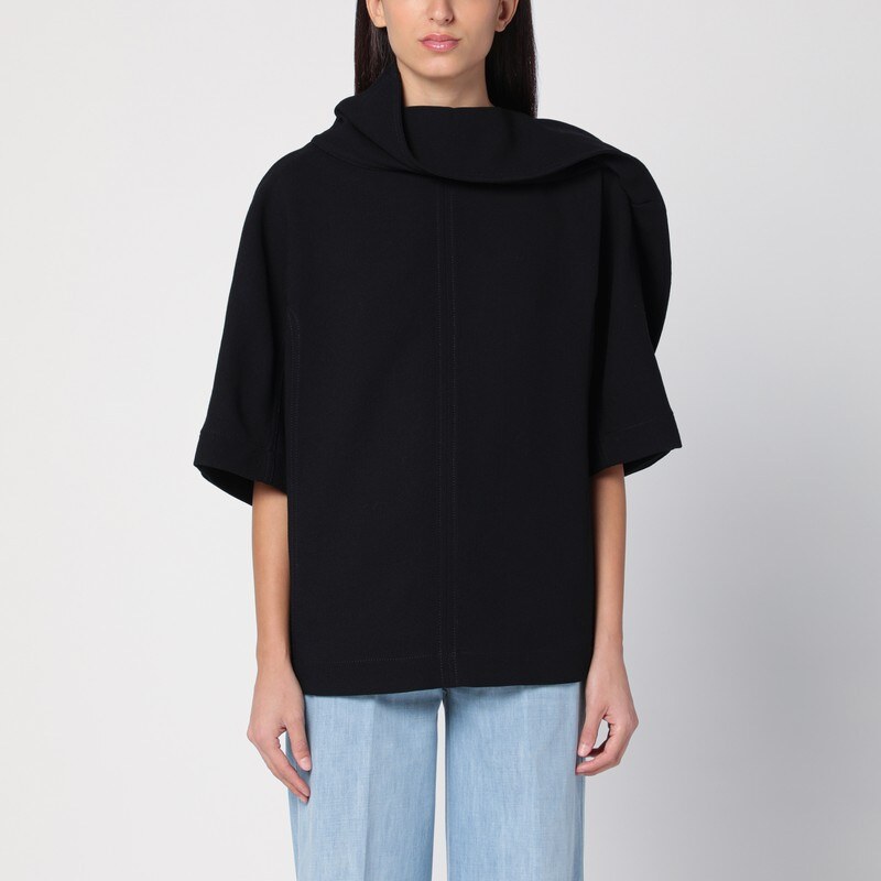 Bottega Veneta Blusa nera in crêpe di lana