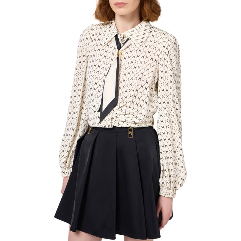 ELISABETTA FRANCHI CAMICIA CROPPED IN GEORGETTE STAMPA ROMBO CON - Main Image