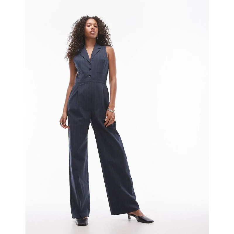 Haveone Vestito Stile Missoni Mango Tuta Jumpsuit Blu Navy Con