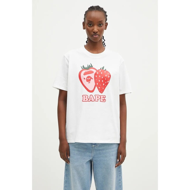 A Bathing Ape t-shirt in cotone Bape Strawberry donna colore bianco 1K80210115