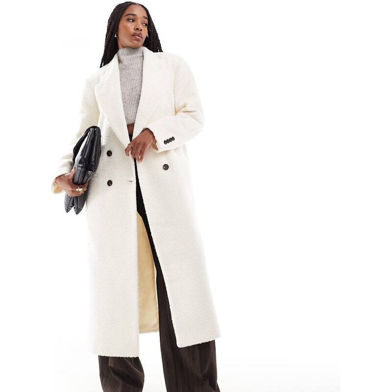 ASOS Tall ASOS DESIGN Tall - Cappotto dad comodo crema bouclé-Bianco