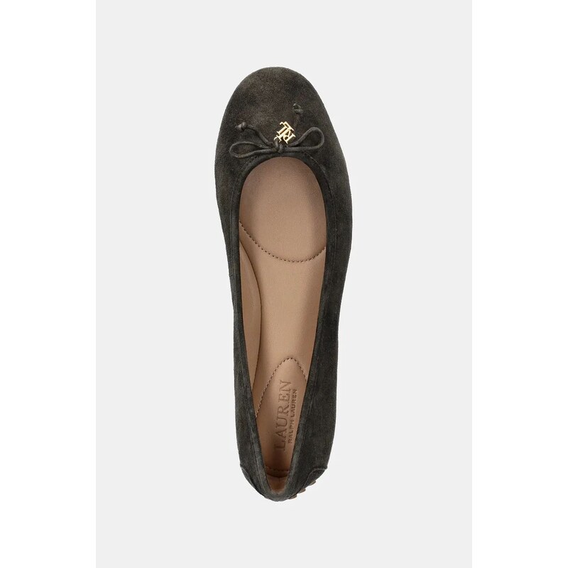 Lauren Ralph Lauren ballerine in pelle scamosciata Jayna Driver colore verde 802951376003