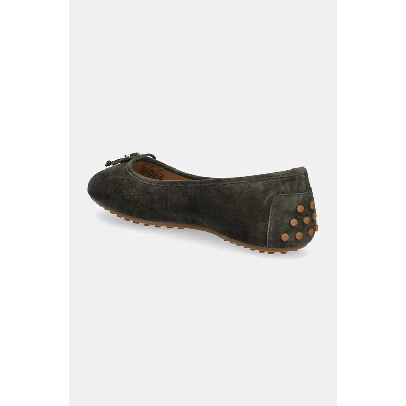 Lauren Ralph Lauren ballerine in pelle scamosciata Jayna Driver colore verde 802951376003