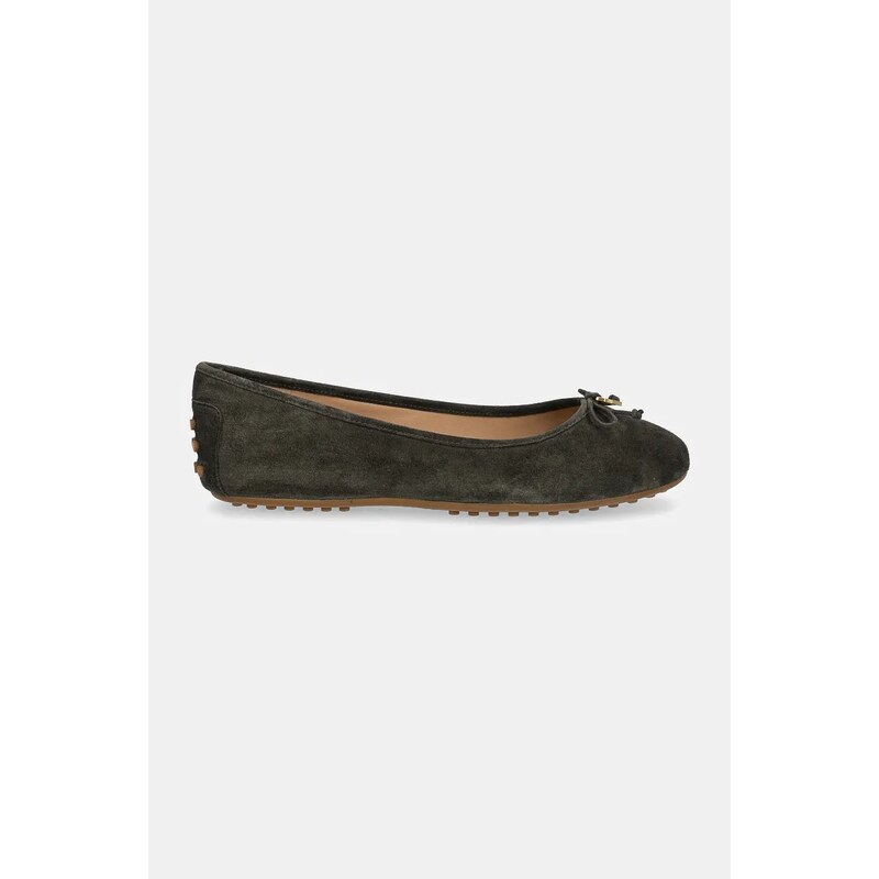 Lauren Ralph Lauren ballerine in pelle scamosciata Jayna Driver colore verde 802951376003