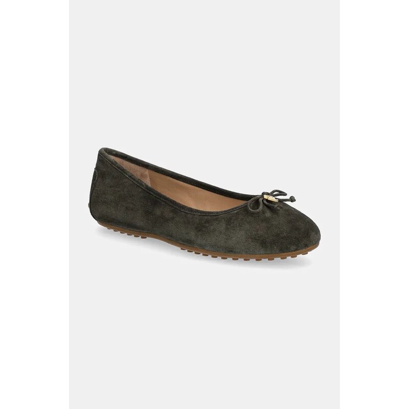 Lauren Ralph Lauren ballerine in pelle scamosciata Jayna Driver colore verde 802951376003