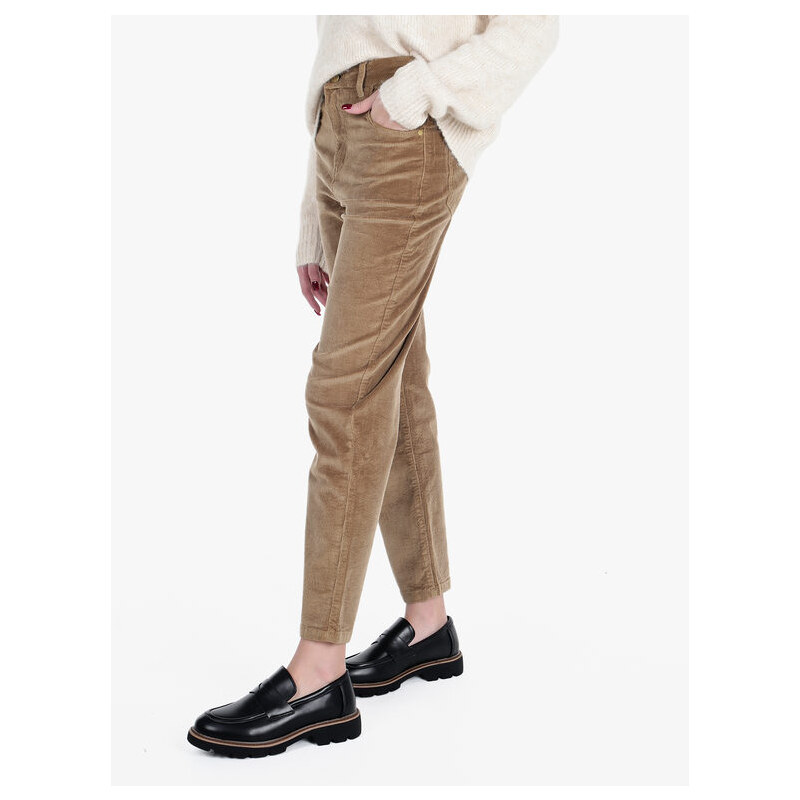 Vale Denim Pantaloni Donna In Velluto a Coste Casual Beige Taglia L
