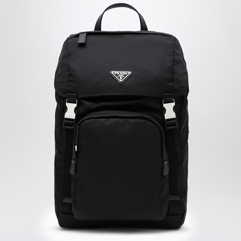 Prada Zaino nero in Re-Nylon con chiusura a scatto