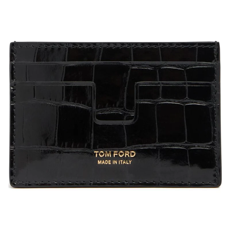 Tom Ford Fashion Portacarte Tom Ford Centurion - Pelle Nera, Elegante, Regalo American Express Tudor Case
