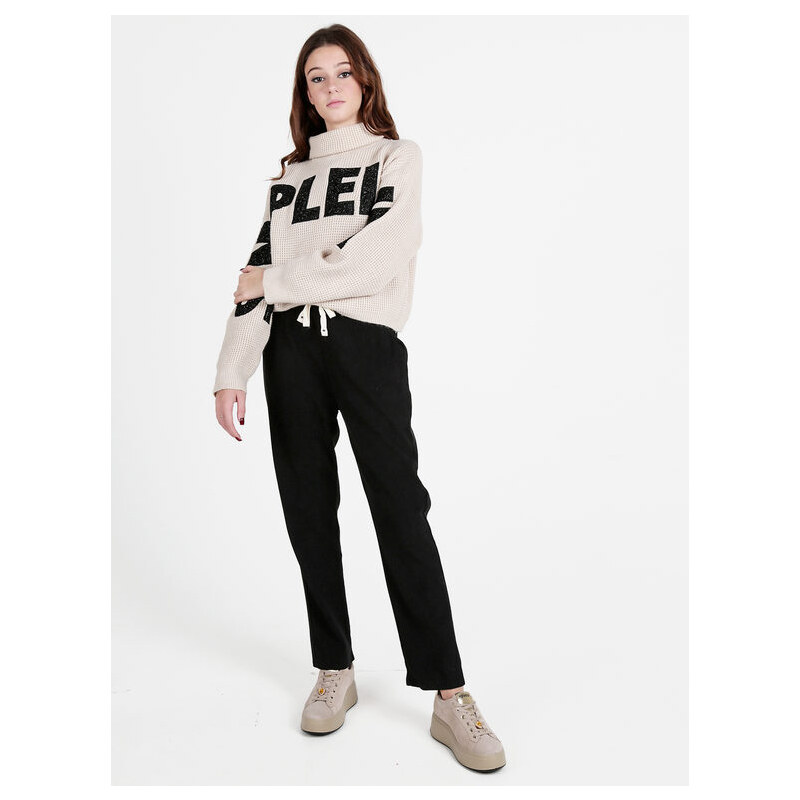 Solada Maglione Dolcevita Da Donna Con Scritta Beige Taglia Unica