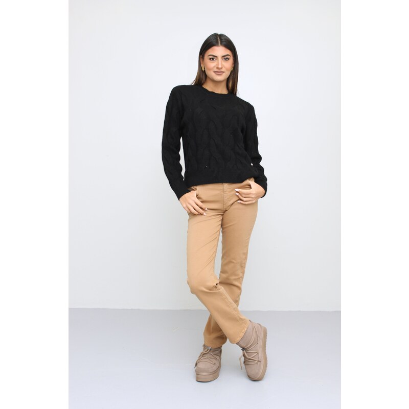 Fresh Flower Maglia Girocollo Trecce Misto Angora