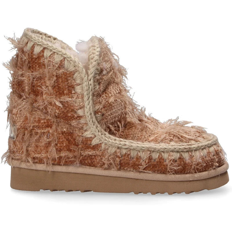 Mou boot Eskimo Textile Wool ciniglia rosa antico