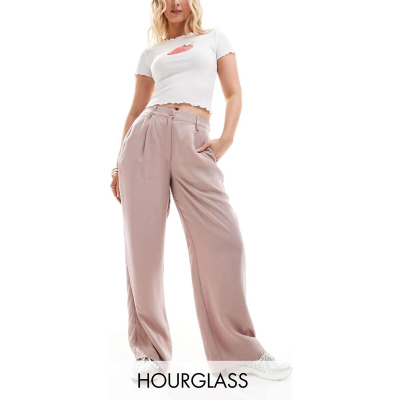 ASOS DESIGN Hourglass - Pantaloni dritti comodi color visone slavato-Rosa