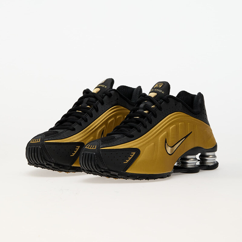 Nike W Shox R4 Black/ Metallic Gold-Metallic Silver