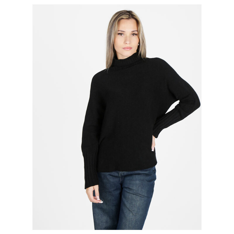 Solada Maglione Donna Oversize a Collo Alto Nero Taglia Unica