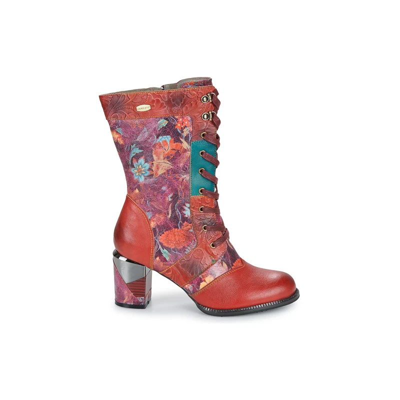 Laura Vita Stivaletti Donna Maevao 07 - Tomaia Floreale Multicolor, Tacco A Blocco, Chiusura Laterale