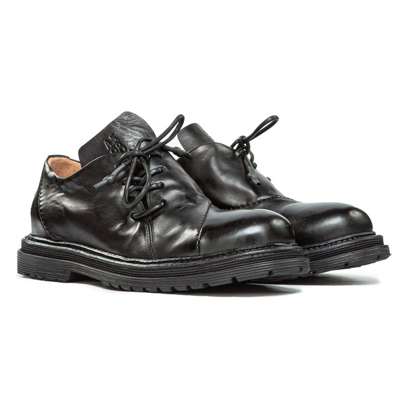 A.S.98 stringate STATIC con lacci laterali in pelle nera