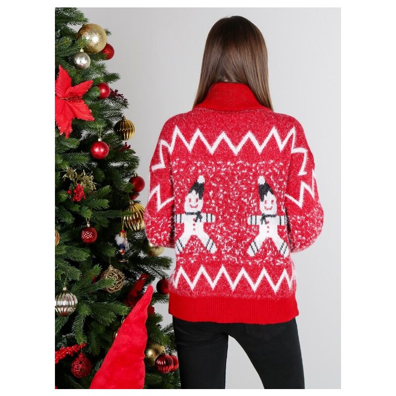 Solada Maglione Dolcevita Natalizio Da Donna Rosso Taglia Unica