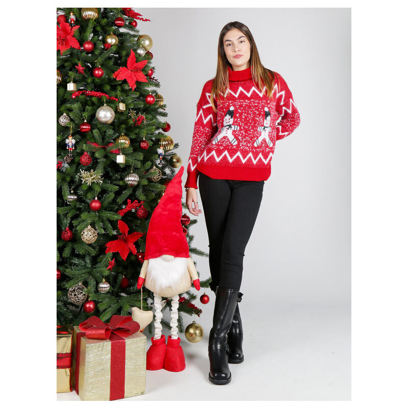 Solada Maglione Dolcevita Natalizio Da Donna Rosso Taglia Unica