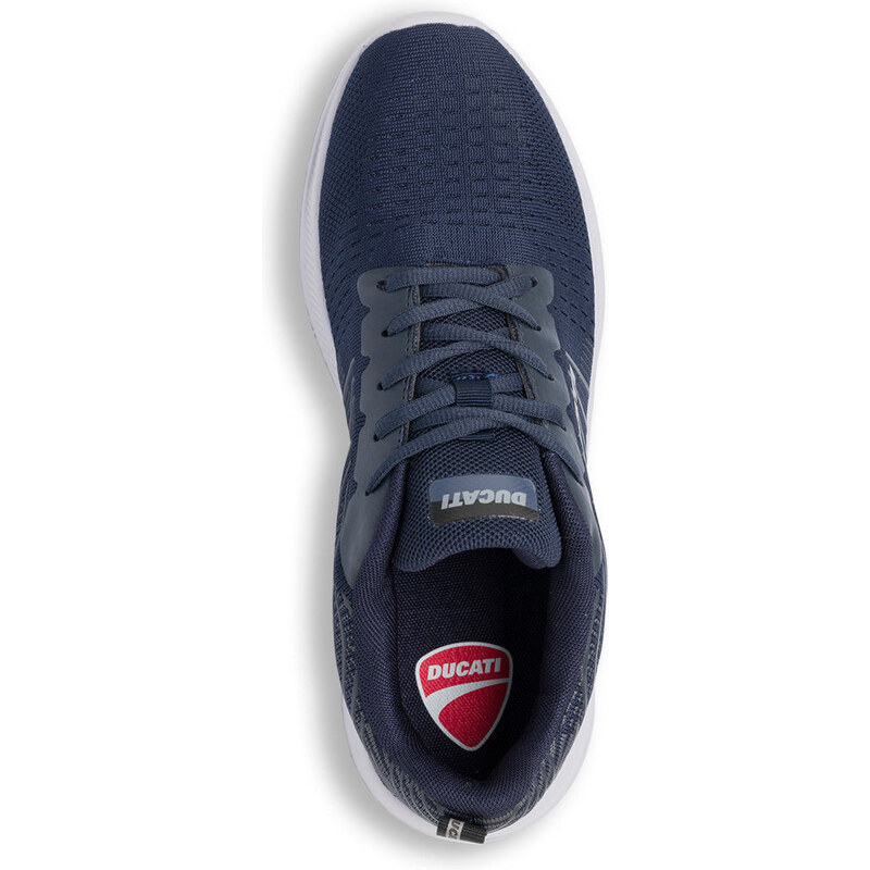 Sneakers blu da uomo con dettagli grigi e logo Ducati Radio