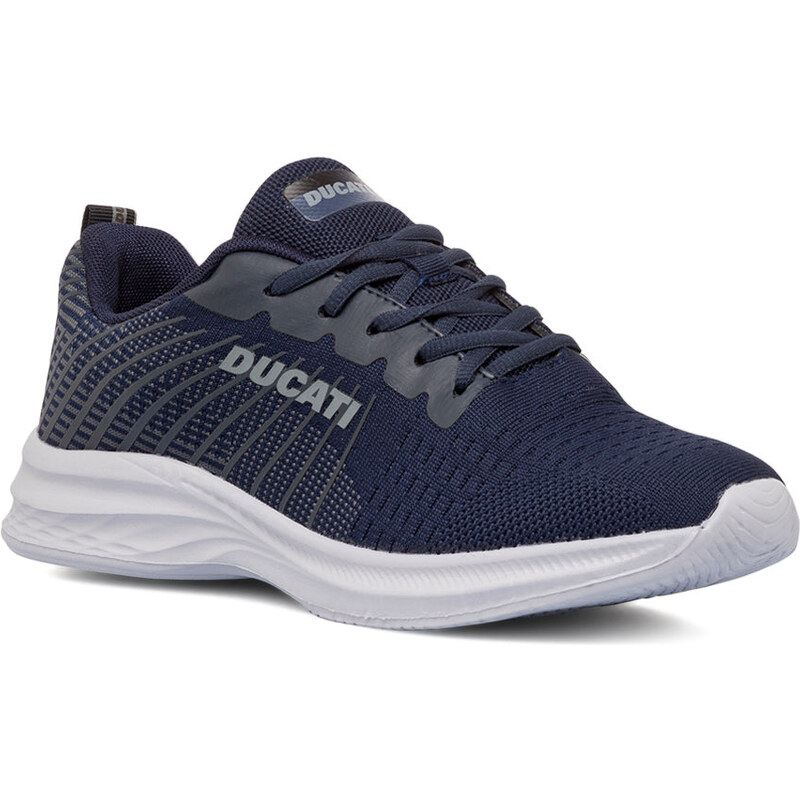 Sneakers blu da uomo con dettagli grigi e logo Ducati Radio
