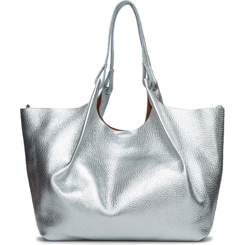 Gianni Chiarini shopper DUA large in pelle argento