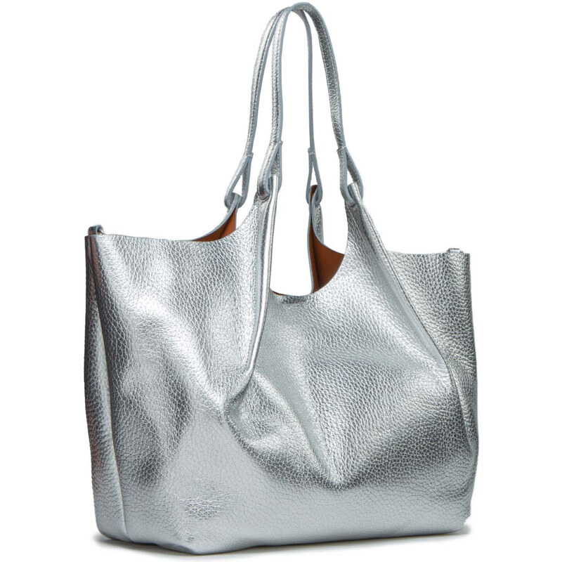 Gianni Chiarini shopper DUA large in pelle argento