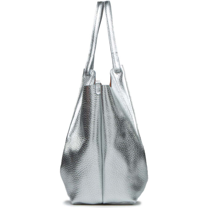 Gianni Chiarini shopper DUA large in pelle argento