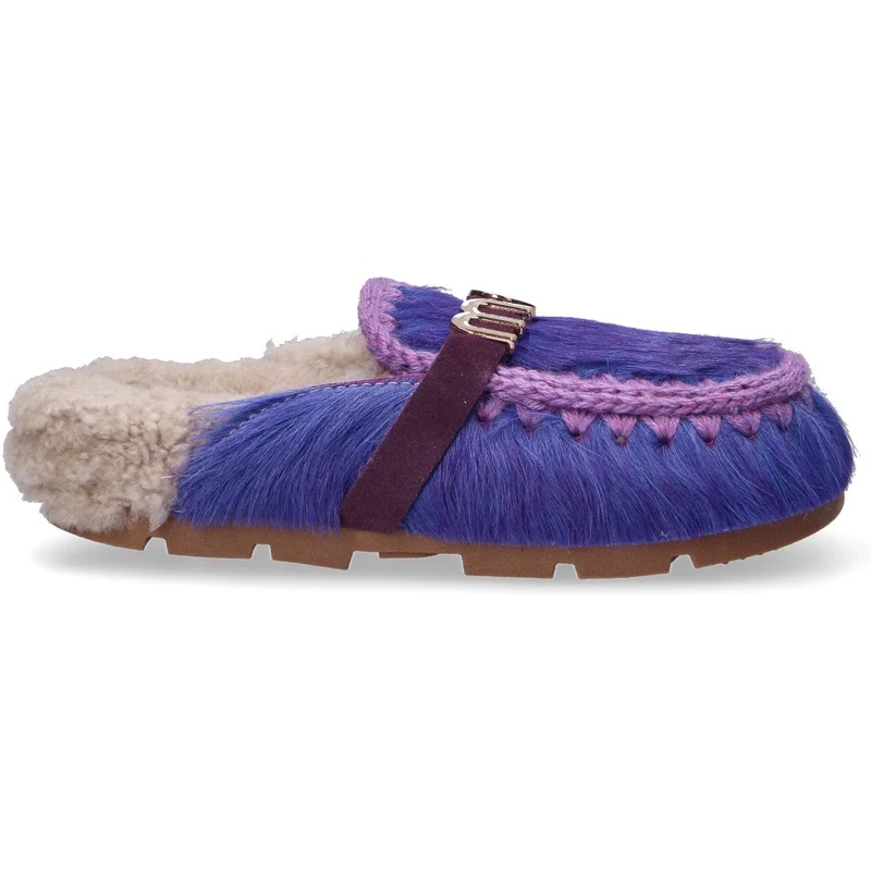 Mou ciabatta Bio slide long hair ponyskim viola